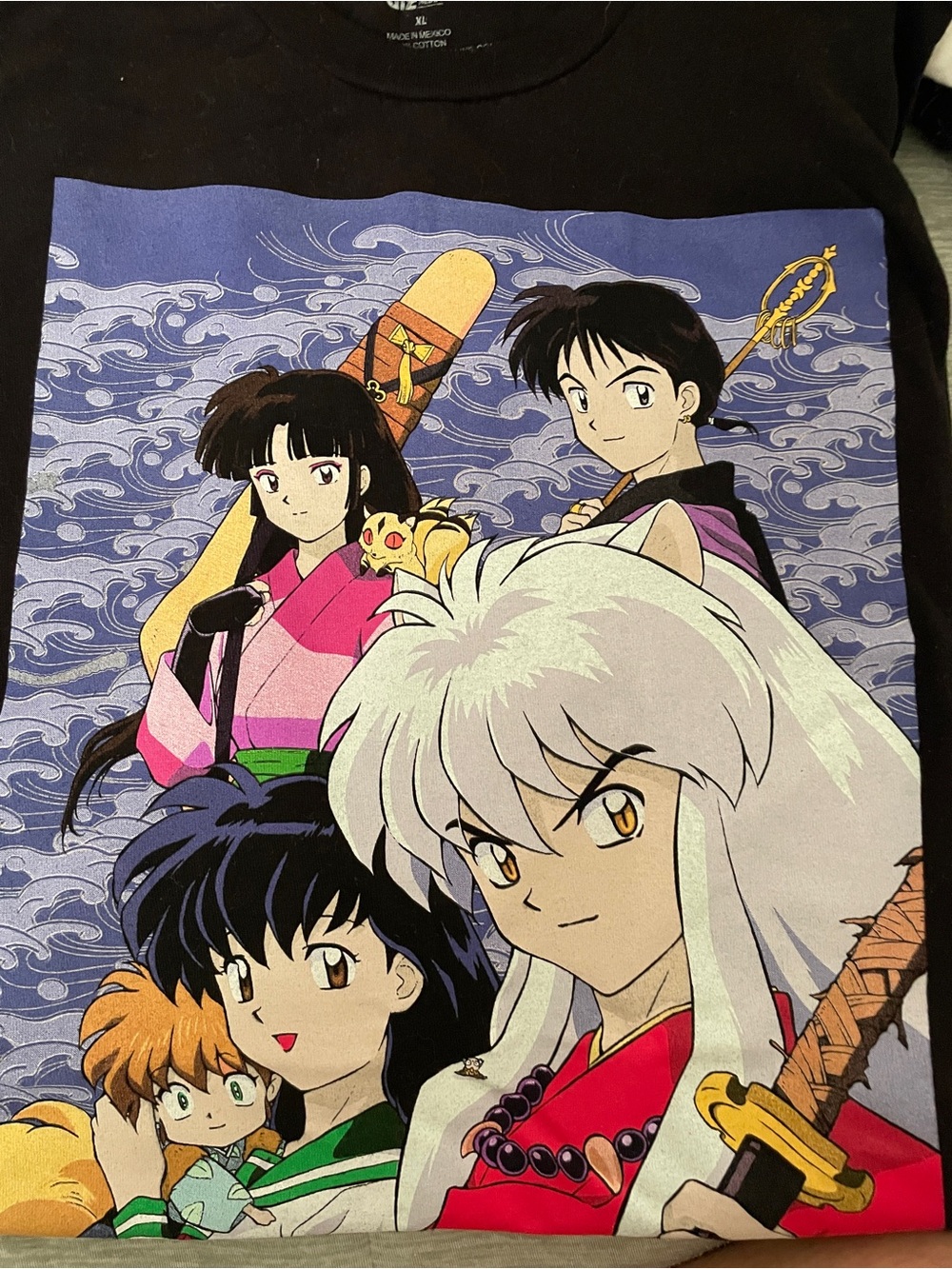 Inuyasha Anime Character Graphic Tee - Black with Multicolor Print